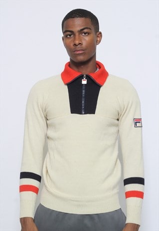 VINTAGE FILA 1/4 ZIP KNITTED JUMPER