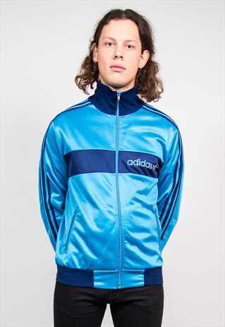 VINTAGE 90'S BRIGHT BLUE ADIDAS TRACKSUIT JACKET