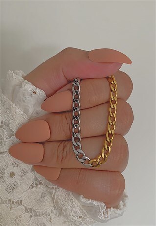 IMPERIAL. OMBRE DUAL TONE CHAIN GOLD SILVER CHOKER NECKLACE