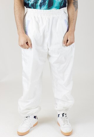 VINTAGE 90S WHITE SHELL TRACKSUIT BOTTOMS