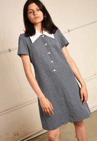 70'S RETRO STRIPED PARIS CHIC MINIMALIST MINI DRESS