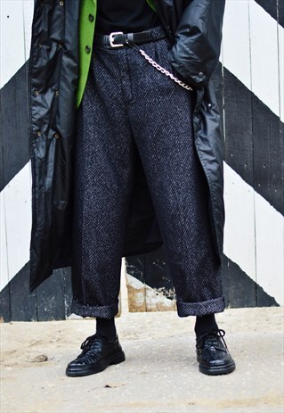 VINTAGE 70S GREY WOOL BLEND PANTS