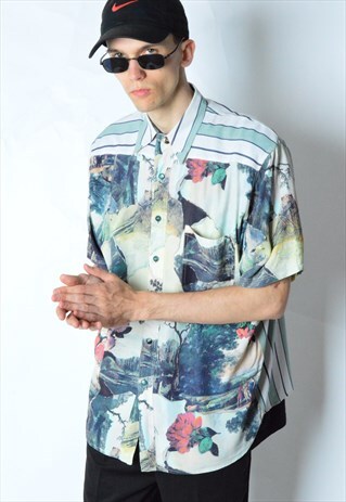 VINTAGE 90S COLOURFUL SHORT SLEEVE SHIRT