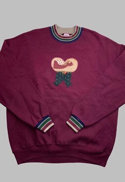 vintage christmas 90s winter jumper embroidered angel
