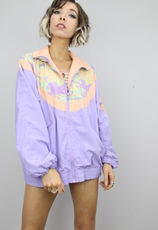 VINTAGE 80S 90S OVERSIZED SHELL SUIT FESTIVAL JACKET