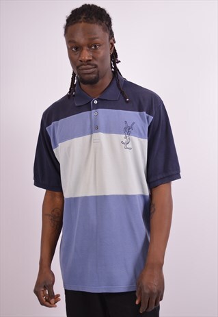 YVES SAINT LAURENT MENS VINTAGE POLO SHIRT XL BLUE 90S