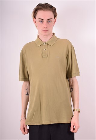 FILA MENS VINTAGE POLO SHIRT LARGE KHAKI 90S