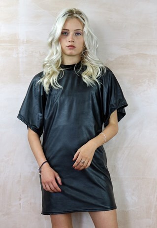 VEGAN LEATHER LOOK KIMONO DRESS