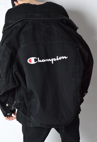 REWORKED VINTAGE 90S FADED BLACK CHAMPION DENIM JACKET