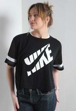 Vintage Nike Mesh Detail Cropped T-Shirt Top Black