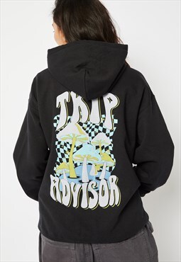 Skinnydip London Oversized Trip Advisor Hoodie In Black