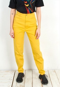 Street One Vintage Women Yellow Trousers Pants W28L31 Bottom