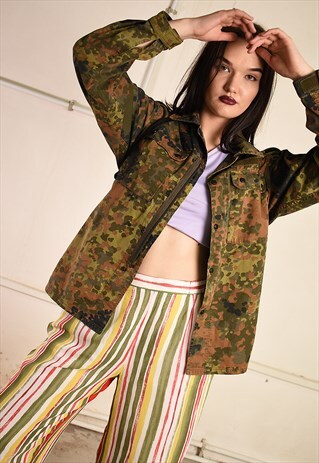 90'S RETRO CAMO MILITARY KHAKI FESTIVAL GARM JACKET