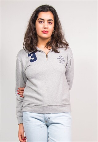 VTG 90'S RALPH LAUREN GREY PULLOVER QUARTER ZIP SWEATSHIRT