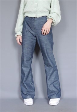 Vintage 90s flared baggy blue trousers pants 