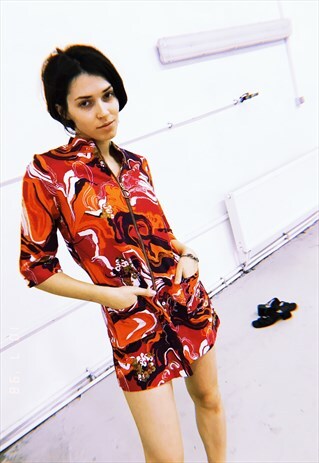 VINTAGE 60S MOD TWIGGY MINI DRESS WITH ABSTRACT PRINT