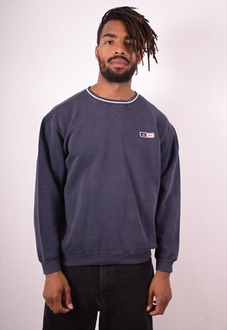 ADIDAS MENS VINTAGE SWEATSHIRT JUMPER MEDIUM NAVY BLUE 90S