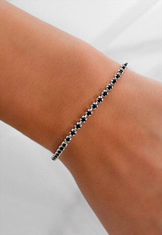 VERITY BLACK HANDMADE DIAMANTE RHINESTONE SPARKLY BRACELET