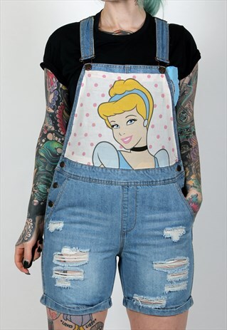 REWORKED DISNEY PRINCESS CINDERELLA DUNGAREE SHORTS