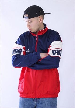 VINTAGE MENS PUMA DOUBLE LOGO TRACK TOP JACKET