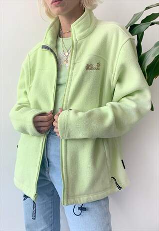 VINTAGE 90'S UNISEX OVERSIZED PASTEL GREEN FLEECE JUMPER