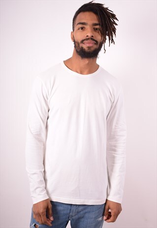 CALVIN KLEIN MENS VINTAGE TOP LONG SLEEVE LARGE WHITE 90S