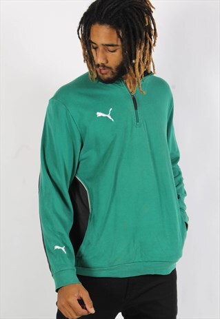 VINTAGE PUMA 1/4 ZIP SWEATSHIRT GREEN