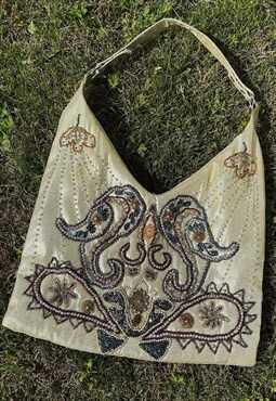 Vintage Beaded Boho handbag in Gold