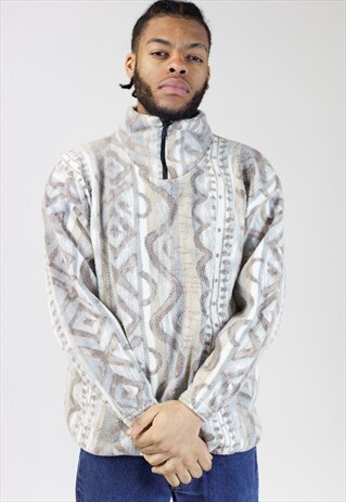 VINTAGE 90S PATTERNED QUARTER-ZIP FLEECE