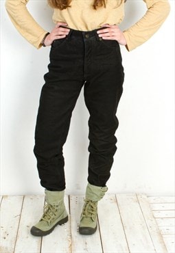 Vintage Women's W26 L35 Soft Leather Pants Black Beige