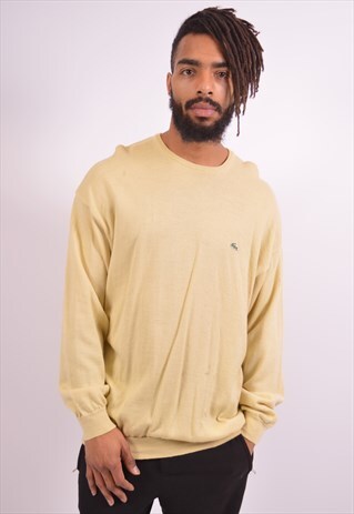 LACOSTE MENS VINTAGE JUMPER SWEATER XL YELLOW 90S