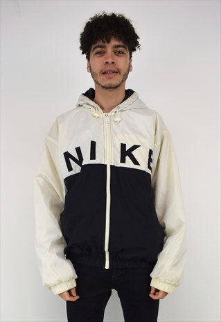 VINTAGE 90'S NIKE BLACK AND WHITE JACKET WITH HOOD