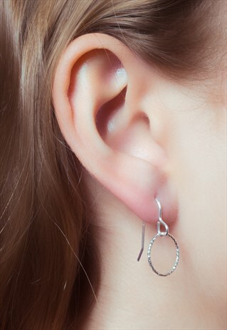 CIRCLE DROP EARRINGS STERLING SILVER