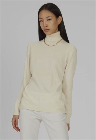 VINTAGE 90S ROLL NECK CASHMERE JUMPER