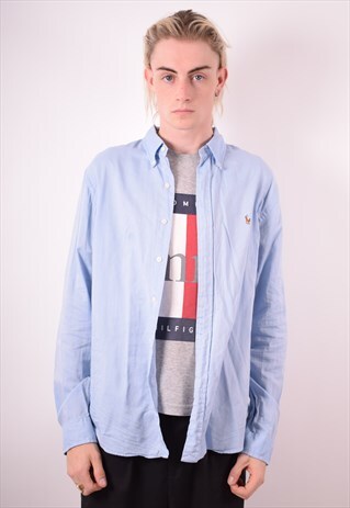 RALPH LAUREN MENS VINTAGE SHIRT LARGE BLUE 90S