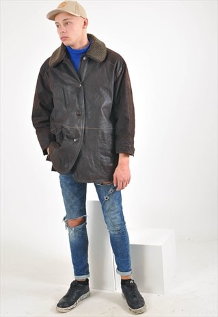 VINTAGE SUEDE LEATHER JACKET IN BROWN