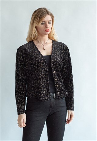 VINTAGE 80S VELVET BLAZER IN V-NECK