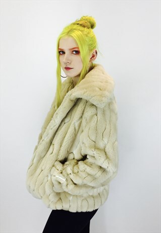 VINTAGE 80S FAUX FUR COAT