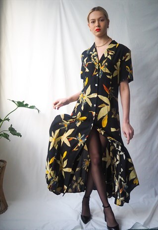 VINTAGE 90'S GERRY WEBER FLORAL BUTTON UP DRESS