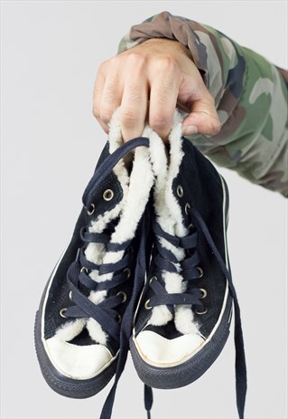 VINTAGE CONVERSE SUEDE FUR-LINED TRAINERS