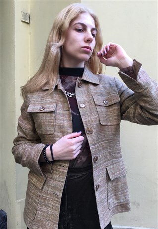 VINTAGE 90' OLDSCHOOL UNIQUE BEIGE JACKET
