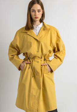Yellow Trench Coat women vintage 80s outwear 5964