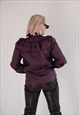 VINTAGE 70S BOHO RUFFLE NECKLINE CHIC BLOUSE IN PURPLE S