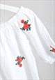 VINTAGE 90S WHITE EMBROIDERED BLOUSE IN WHITE