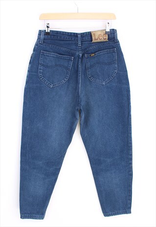 VINTAGE LEE MOM JEANS DARK BLUE DENIM REGULAR FIT 90S