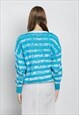 VINTAGE 80S BOXY FIT KNITTED JUMPER IN PASTEL BLUE 