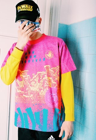 VINTAGE 80S COLOURFUL ABSTRACT FESTIVAL T-SHIRT