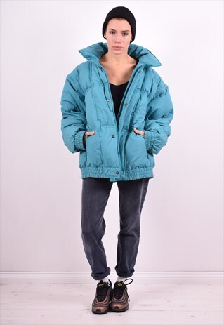 WOMENS VINTAGE PADDED JACKET XL BLUE 90'S