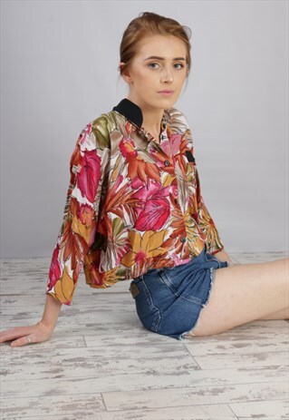 VINTAGE REWORKED CROPPED PATTERNED SHIRT Z256