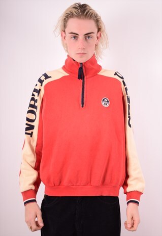 NORTH SAILS MENS VINTAGE SWEATSHIRT JUMPER SMALL RED 90S